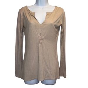 Blunauta Cotton/Silk Blend Tan Long Sleeve Top Size Small